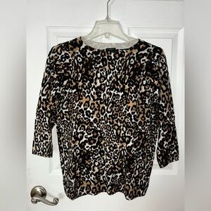 Talbots Leopard Print Merino Wool Sweater Plus Petite Xp
